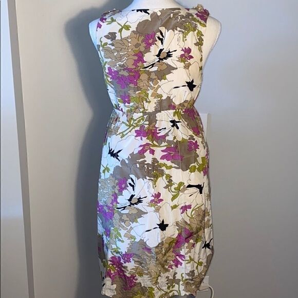 Loft Tan Purple Floral Print Sleeveless Midi Dress - Picture 9 of 10